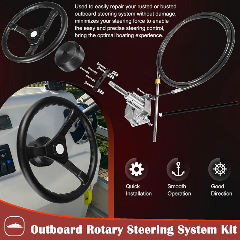 보트 조향 시스템, 15피트 케이블 아웃보드 조향 키트 - Fishing Boat Steering Wheel 리뷰 및 가격