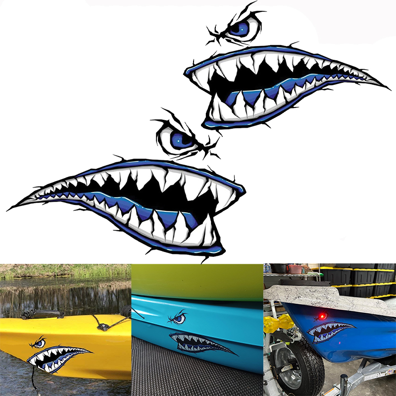 2PCS 상어 이빨 입 보트 스티커 DIY 카약 낚시  - Fishing Boat Paddle 리뷰 및 가격